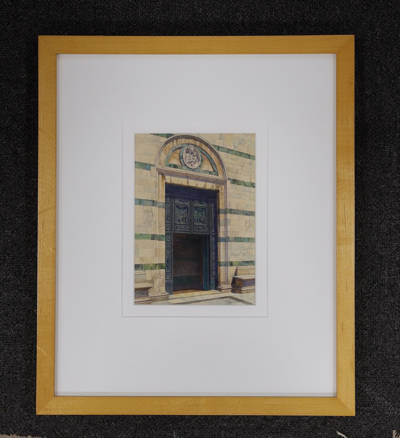 Ceri Shields (b.1964) - watercolour, South Doors, Siena Cathedral, initialled and dated’93, 18 x 13cm.